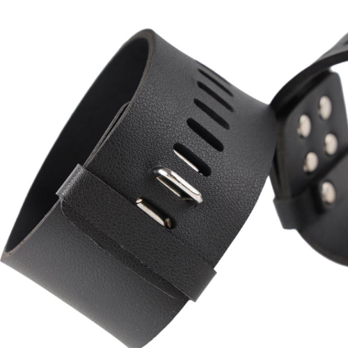 Черные гладкие наручники с металлическими вставками - 1