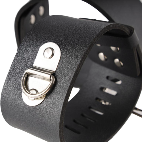 Черные гладкие наручники с металлическими вставками - 3