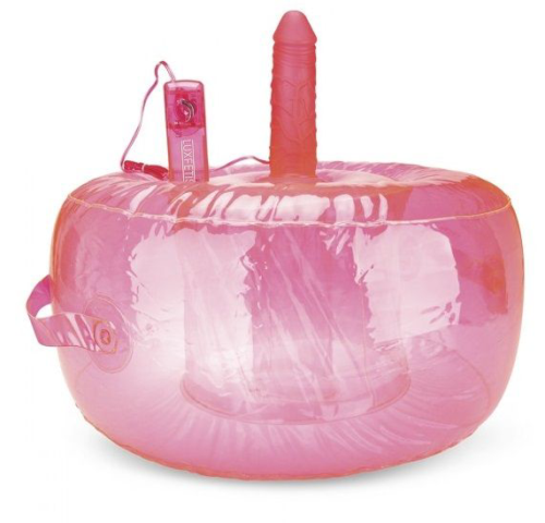 Розовая надувная подушка для секса в вибратором - 0