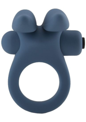 Синее эрекционное виброкольцо Bunny Silicone Cockring With Stimulating Ears - 1