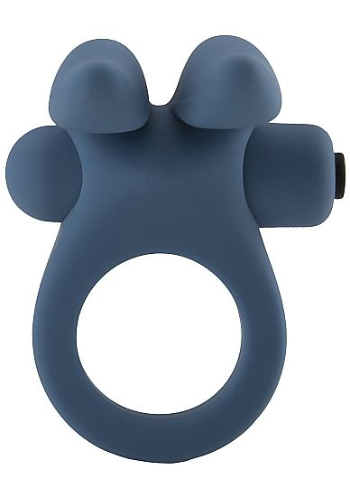 Синее эрекционное виброкольцо Bunny Silicone Cockring With Stimulating Ears - 1