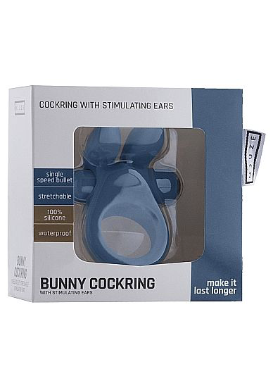 Синее эрекционное виброкольцо Bunny Silicone Cockring With Stimulating Ears - 2