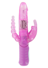 Розовый вибратор RABBIT DUAL PLEASURE с клиторальным и анальным стимуляторами - 22 см. - 0