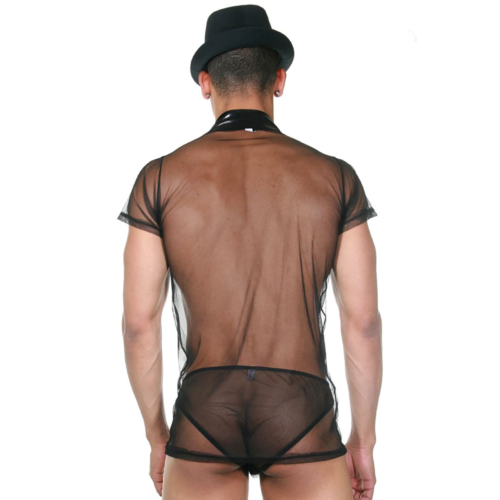 Сексуальный мужской комплект-сетка: футболка и слипы - 1