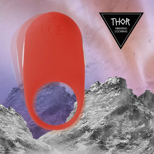 Красное кольцо с вибрацией Thor Cockring - 2