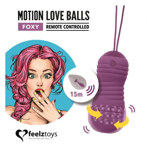 Фиолетовые вагинальные шарики с вращением бусин Remote Controlled Motion Love Balls Foxy - 0