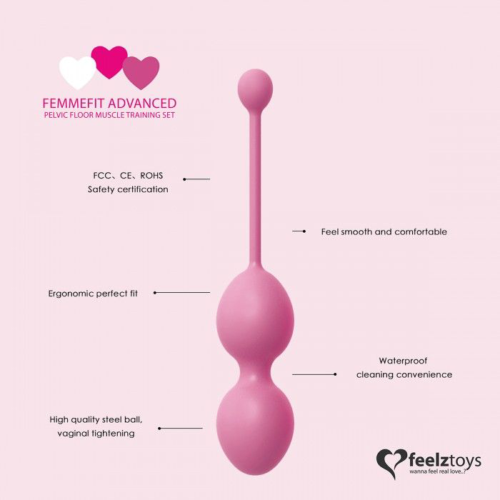 Набор из 3 розовых вагинальных шариков FemmeFit Advanced Pelvic Muscle Training Set - 3