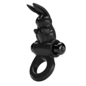 Черное эрекционное кольцо со стимулятором клитора в виде кролика Exciting ring - 0