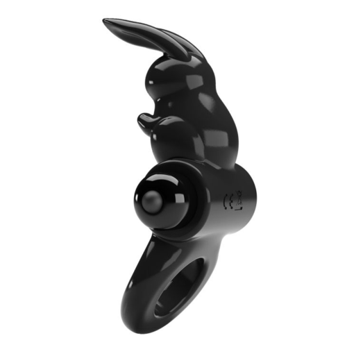 Черное эрекционное кольцо со стимулятором клитора в виде кролика Exciting ring - 1