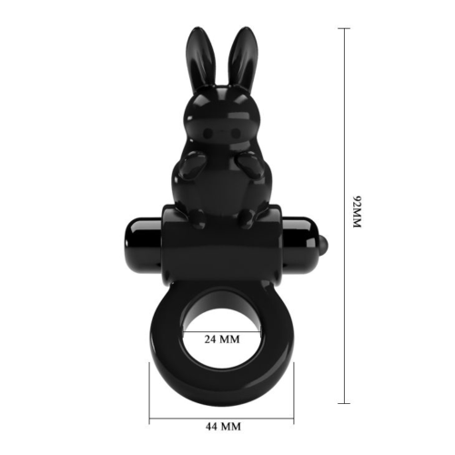 Черное эрекционное кольцо со стимулятором клитора в виде кролика Exciting ring - 4