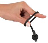 Черный силиконовый дилятор с вибрацией и кольцом PenisPlug with a Glans Ring Vibration - 4