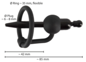 Черный силиконовый дилятор с вибрацией и кольцом PenisPlug with a Glans Ring Vibration - 5