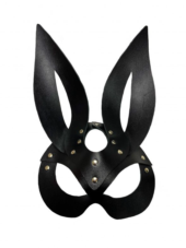 Черная кожаная маска зайки Miss Bunny - 0