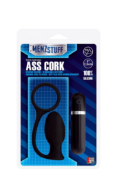 Чёрная вибровтулка MENZSTUFF ASS CORK SMALL - 7,5 см. - 0