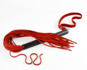 Красная велюровая плеть MIX с черной рукоятью - 47 см. - 0