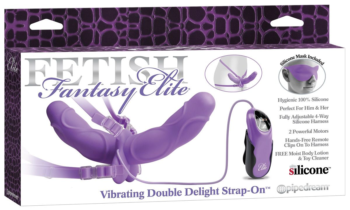 Женский вибрострапон с вагинальной пробкой Vibrating Double Delight Strap-On - 12,7 см.