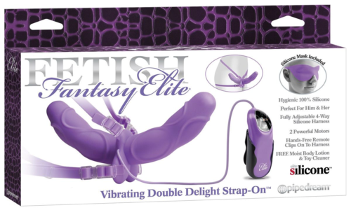 Женский вибрострапон с вагинальной пробкой Vibrating Double Delight Strap-On - 12,7 см. - 0