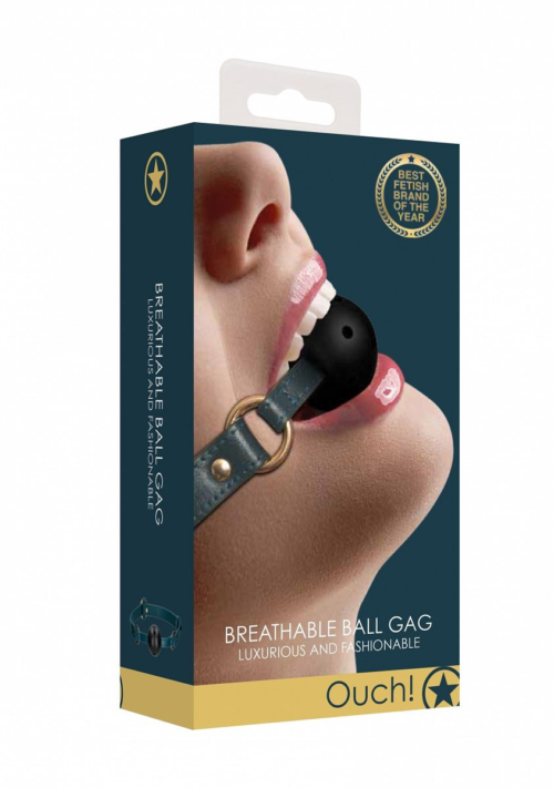 Кляп-шар на зеленых ремешках Breathable Ball Gag - 3