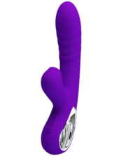 Фиолетовый вибратор Jersey с вакуумной стимуляцией - 21,8 см. - 0
