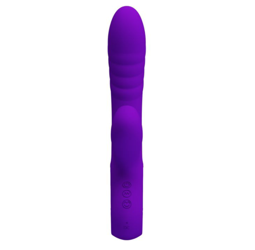 Фиолетовый вибратор Jersey с вакуумной стимуляцией - 21,8 см. - 1