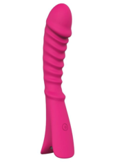 Розовый перезаряжаемый вибратор с ребрышками NAUGHTY BARONESS - 12,5 см. - 0