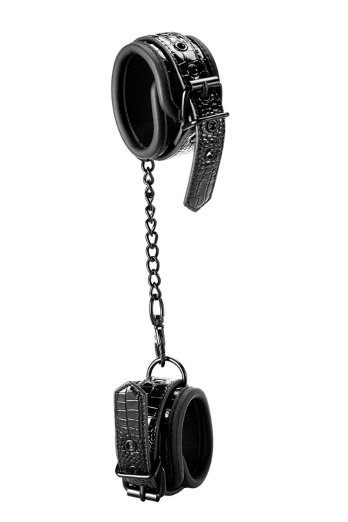 Черные наручники с цепочкой - 3