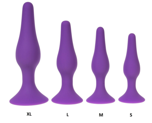 Фиолетовая силиконовая анальная пробка размера S - 10 см. - 1