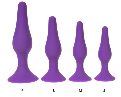 Фиолетовая силиконовая анальная пробка размера M - 11 см. - 1