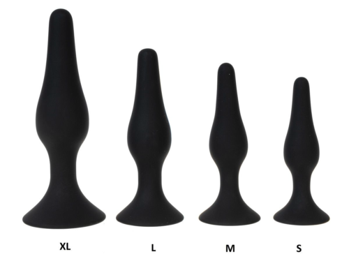 Черная силиконовая анальная пробка размера S - 10 см. - 1