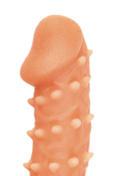 Телесная закрытая насадка с пупырышками Cock Sleeve Size M - 15,6 см. - 7