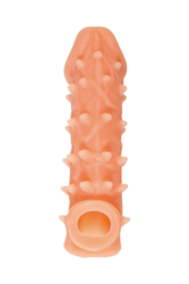 Телесная закрытая насадка с пупырышками Cock Sleeve Size M - 15,6 см. - 0