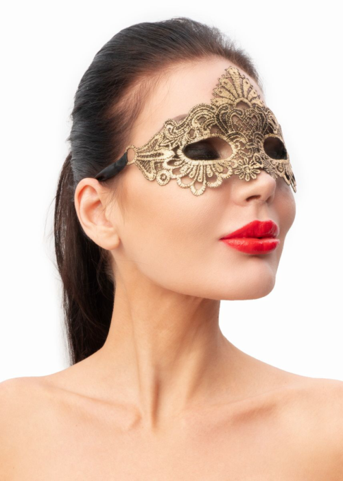 Золотистая женская карнавальная маска - 2