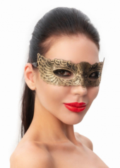 Пикантная золотистая женская карнавальная маска - 1