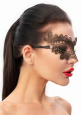 Изысканная золотистая женская карнавальная маска - 1