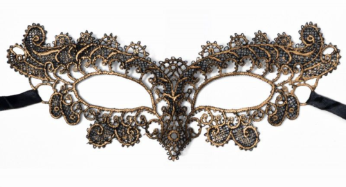 Изысканная золотистая женская карнавальная маска - 2