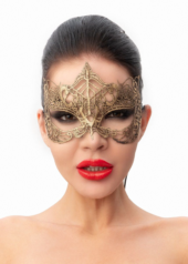 Пикантная золотистая карнавальная маска - 0