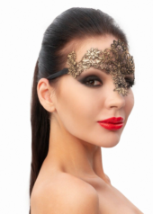 Стильная золотистая женская карнавальная маска - 1