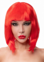 Красный парик-каре с челкой - 0