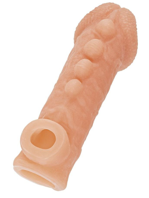 Телесная закрытая насадка с шишечками Cock Sleeve Size S - 13,8 см. - 0