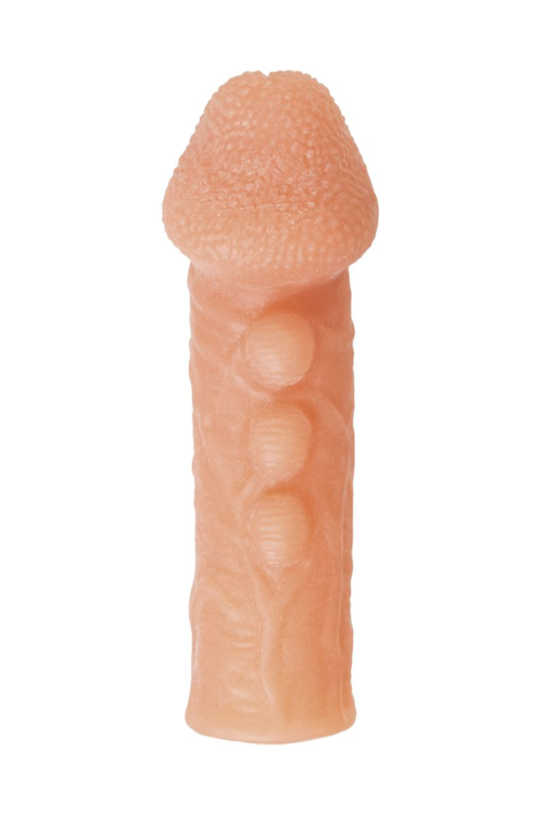 Телесная закрытая насадка с шишечками Cock Sleeve Size L - 17,6 см. - 2