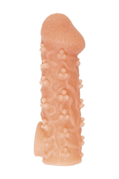 Телесная закрытая насадка с пучками шишечек Cock Sleeve Size S - 13,8 см. - 1