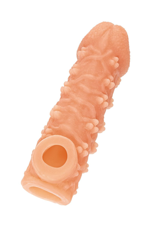 Телесная закрытая насадка с пучками шишечек Cock Sleeve Size S - 13,8 см. - 3