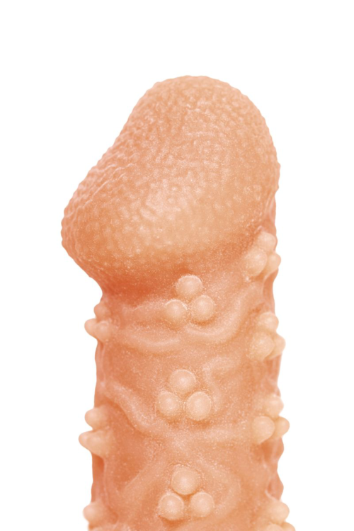 Телесная закрытая насадка с пучками шишечек Cock Sleeve Size S - 13,8 см. - 6