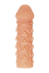 Телесная закрытая насадка с пучками шишечек Cock Sleeve Size M - 15,6 см. - 2
