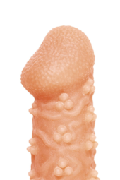 Телесная закрытая насадка с пучками шишечек Cock Sleeve Size M - 15,6 см. - 6