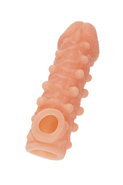 Телесная закрытая насадка с шариками Cock Sleeve Size S - 13,8 см. - 3