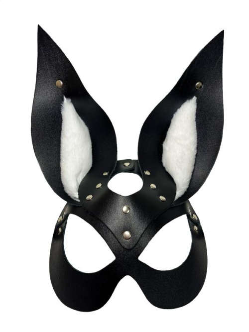 Черная маска зайки с белым мехом на ушках Miss Bunny - 0