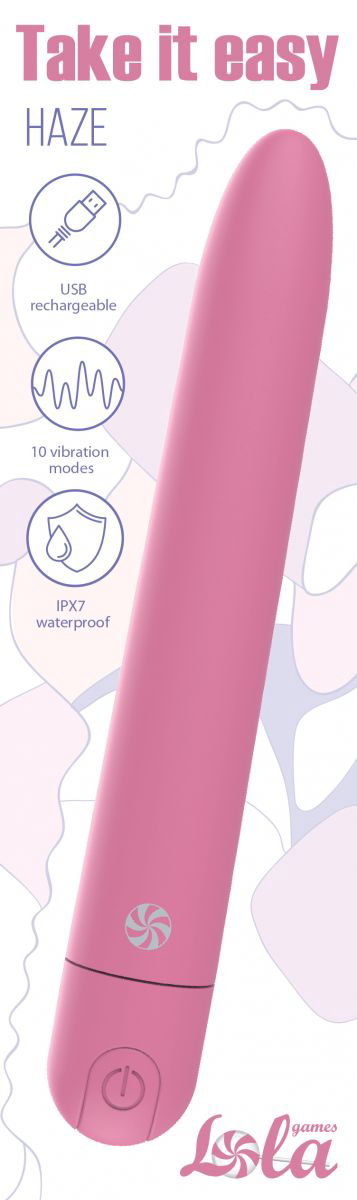 Розовый перезаряжаемый вибратор Haze - 18 см. - 2