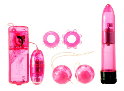 Розовый вибронабор Classic Crystal Couples - 0