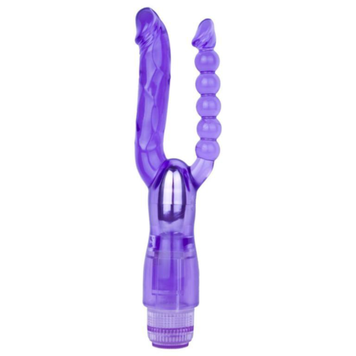 Фиолетовый анально-вагинальный вибратор Extreme Dual Vibrator - 25 см. - 0